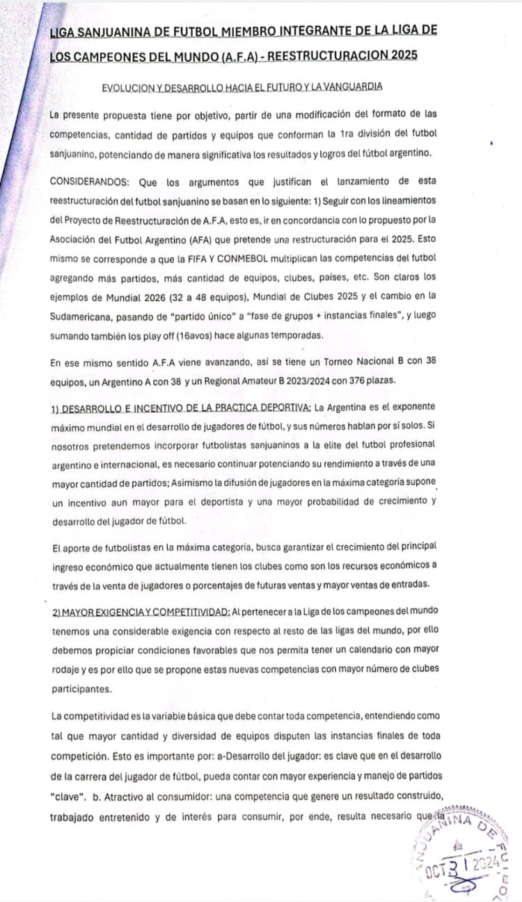 Llamado de CHIQUI TAPIA a San Juan?  Proyecto de reestruccturacion del futbol Sanjuanino. ¿ San Juan seguira los Lineamiento de AFA ?